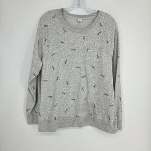 Old Navy Women's Grey "Love" Pattern Crewneck Sweatshirt Size XL